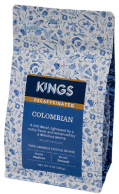 Kings Columbian Decaf Ground Coffee - 12 OZ - Image 1