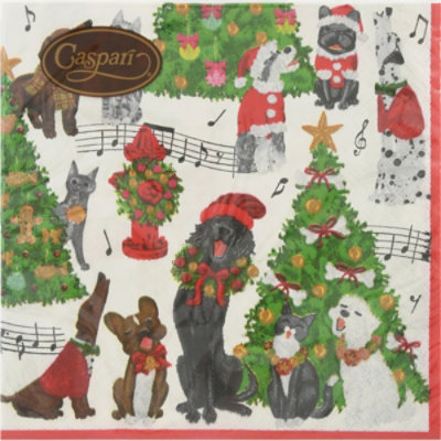 Caspari Lunch Npkn Caroling Pets - 20 CT - Image 2