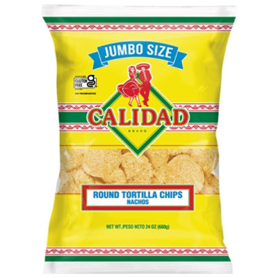 Calidad Round Yellow Corn Tortilla Chips Jumbo Size Bag - 24 Oz - Image 2