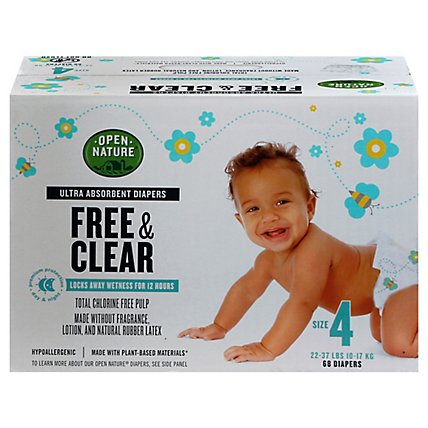 Open Nature Diapers Supreme Free/clear Sz 4 - 68 CT - Image 3