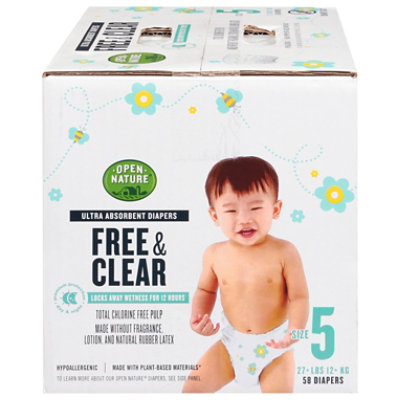 Open Nature Diapers Supreme Free/clear Sz 5 - 58 CT - Image 3