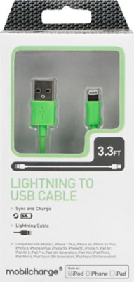 3 Mfi Lightning Sync Charge Cable Lime Green - EA - Image 2