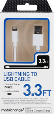 3 Mfi Lightning Sync Charge Cable White - EA - Image 2