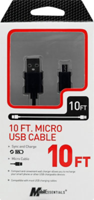 Micro Usb Cable Black 10feet - EA - Image 2