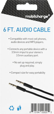 Audio Cable Black 6 Feet - EA - Image 3