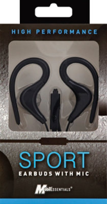 Sport Earbud With Mic Black - EA - Image 2