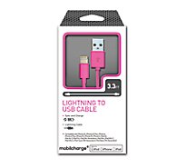 3 Mfi Lightning Sync Charge Cable Pink - EA