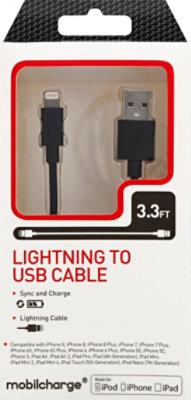 Mfi Lightning Sync Charge Cable Black 3 Inch - EA - Image 2