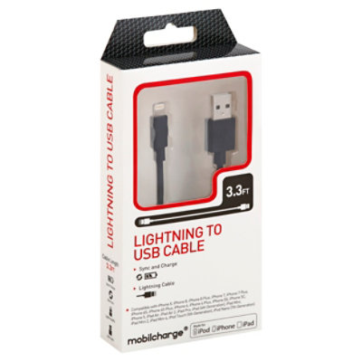 Mfi Lightning Sync Charge Cable Black 3 Inch - EA - Image 1