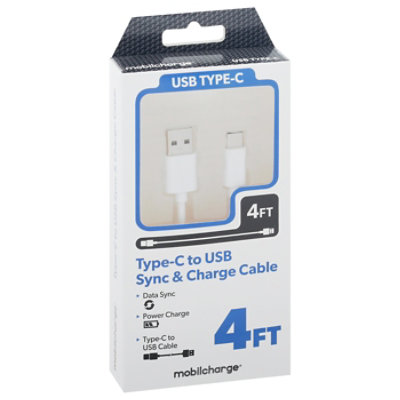 Usb C To Usb A Cable White 4ft - EA - Image 1