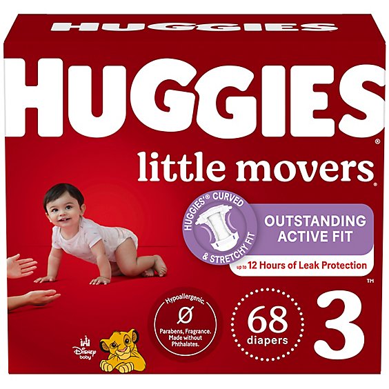Huggies Little Mover Size 3 Diaper Giga Jr Pack - 68 Count