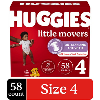 Huggies Little Movers Size 4 Baby Diapers - 58 Count - Image 1