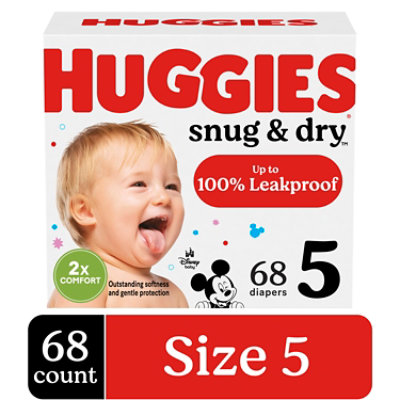 Huggies Snug & Dry 100& leakproof Size 5 Baby Diaper - 68 Count - Image 1