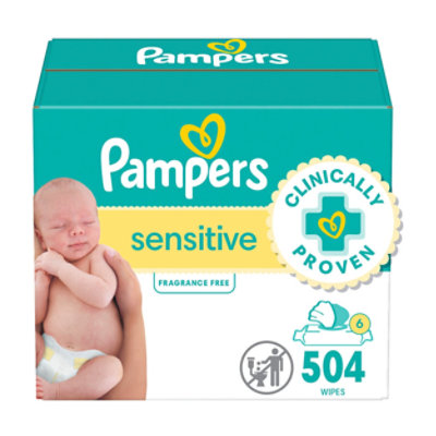 Pampers Baby Wipes Sensitive Perfume Free 7x Pop Top - 504 CT - Image 1