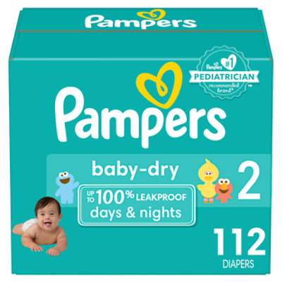 Pampers Baby Dry Ultra Cushiony Leakproof Size 2 Diapers - 112 Count - Image 1