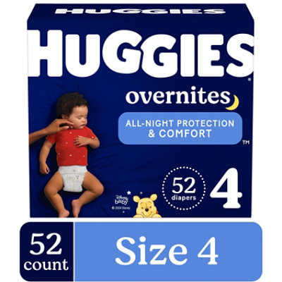 Huggies Overnites Baby Diapers Size 4 - 52 Count - Image 1