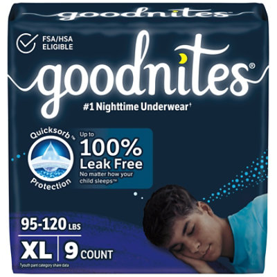 Goodnites Boys XL Bedwetting Underwear - 9 Count - Image 1