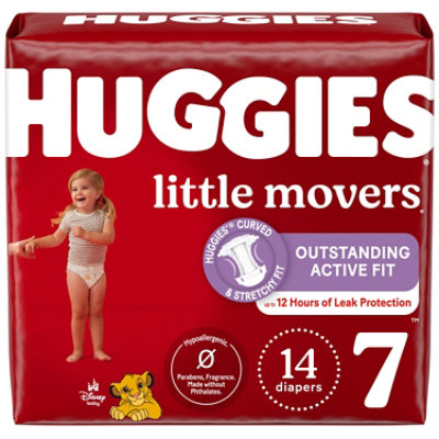 Huggies Little Movers Baby Diapers Size 7 (41+ lbs) - 14 Count