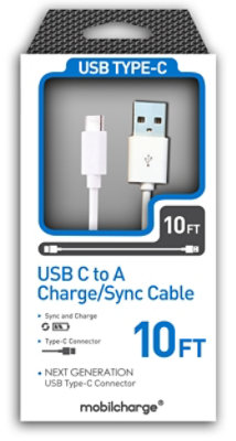 Usb C To Usb A Cable White 10ft - EA - Image 1