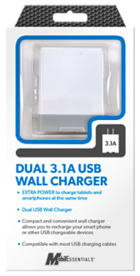 Ul-3.1 2 Port Usb Wall Charger White - EA - Image 1