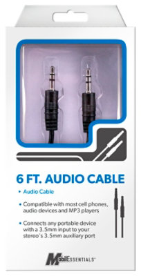 Audio Cable 6 Ft  - Black - EA - Image 1