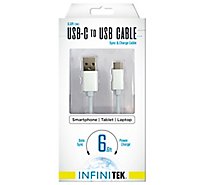 Usb-c To Usb Sync & Charge Cable White Reversable Type-c Cble 6.6ft - EA