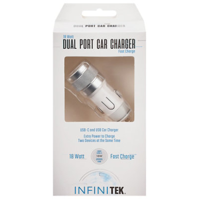 Dual Port Car Charger Fast Charge Usb C & Usb Ports White - EA - Image 3