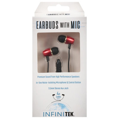 Earbuds With Mic Red Metalic Premium Sound High Performance Speakers - EA - Image 3