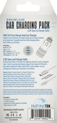 Usb C & Usb A Dual Port Car Charging Pack White Certified Mfi 18w - EA - Image 4