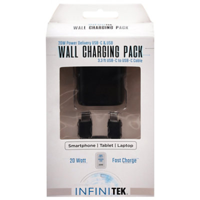 Dual Wall Fast Charging Pack With 3.3 Usb Type C -usb C Cable Black 18w - EA - Image 1