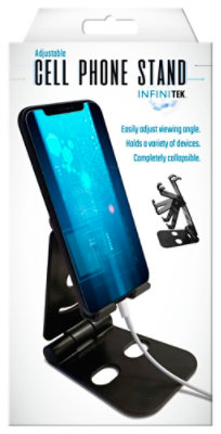 Adjustable Cell Phone Stand Black Completely Collapsible - EA - Image 1