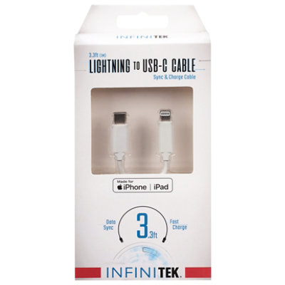 3.3ft Mfi Lightning To Usb-c Sync & Charge Cable - White - EA - Image 3