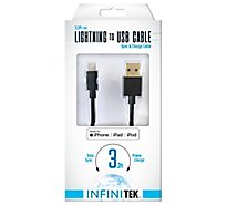 Lightning To Usb Sync & Charge Cable Black Mfi Certified 3.3ft - EA