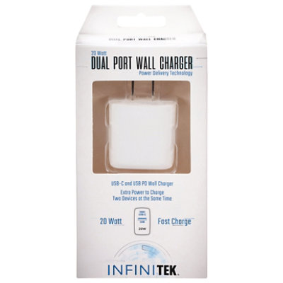 Dual Port Wall Charger Fast Charge Usb C & Usb Ports White - EA - Image 3