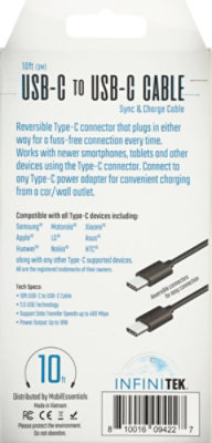 Type C To Type C Sync & Charge Cable Black Reversible Connector 10ft - EA - Image 4