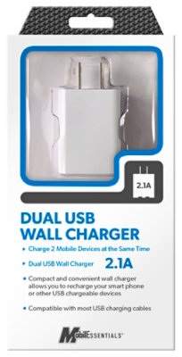 Ul-2a Dual Usb Wall Charger White - EA - Image 1