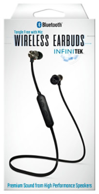 Bluetooth Tangle Free With Mic Wireless Earbuds Black - EA - Image 1