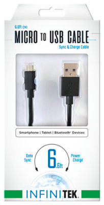 6.6ft Micro Usb To Usb A Sync & Charge Cable - Black - EA - Image 1