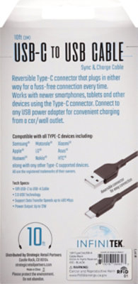 Usb-c To Usb Sync & Charge Cable Black Reversable Type-c Cble 10ft - EA - Image 3