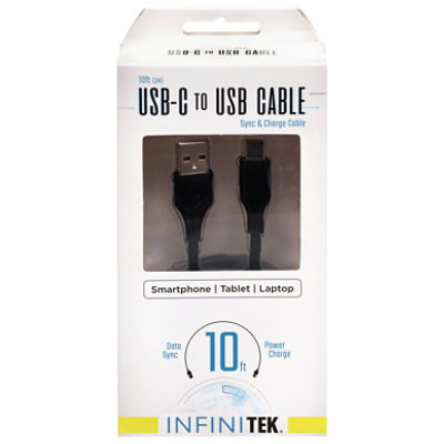 Usb-c To Usb Sync & Charge Cable Black Reversable Type-c Cble 10ft - EA - Image 1