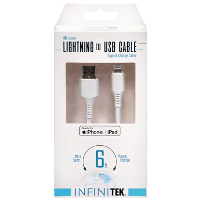 Lightning To Usb Sync & Charge Cable White Mfi Certified 6.6ft - EA - Image 1