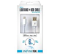 Lightning To Usb Sync & Charge Cable White Mfi Certified 6.6ft - EA