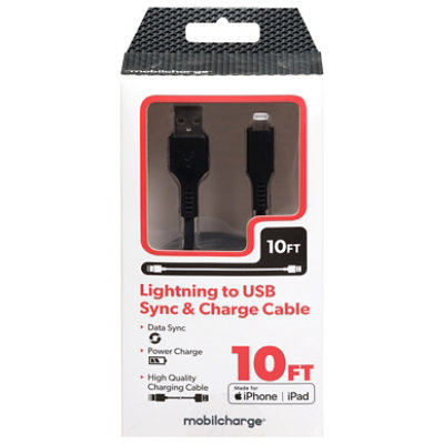 10 Mfi Lightning Cable Black - EA - Image 2