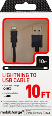 10 Mfi Lightning Cable Black - EA - Image 2