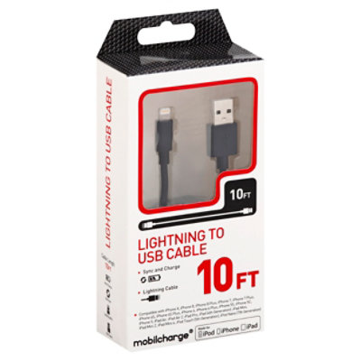 10 Mfi Lightning Cable Black - EA - Image 1