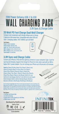 Usb C & Usb A Dual Port Wall Charging Pack White Mfi Certified 18w - EA - Image 4