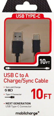 10 Usb Type-c To Usb A Cable Black - EA - Image 2