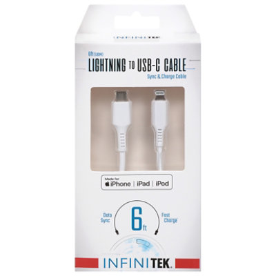 Mfi Lightning To Usb-c Sync & Charge Cable White 6.6ft - EA