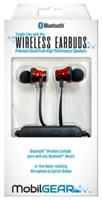 Wireless Earbuds - Bluetooth - Red - EA - Image 1