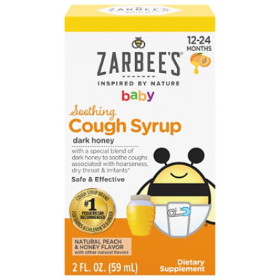 Zarbee's Baby Soothing Cough Syrup With Dark Honey Natural Peach And Honey Flavor - 2 Fl. Oz. - Image 2